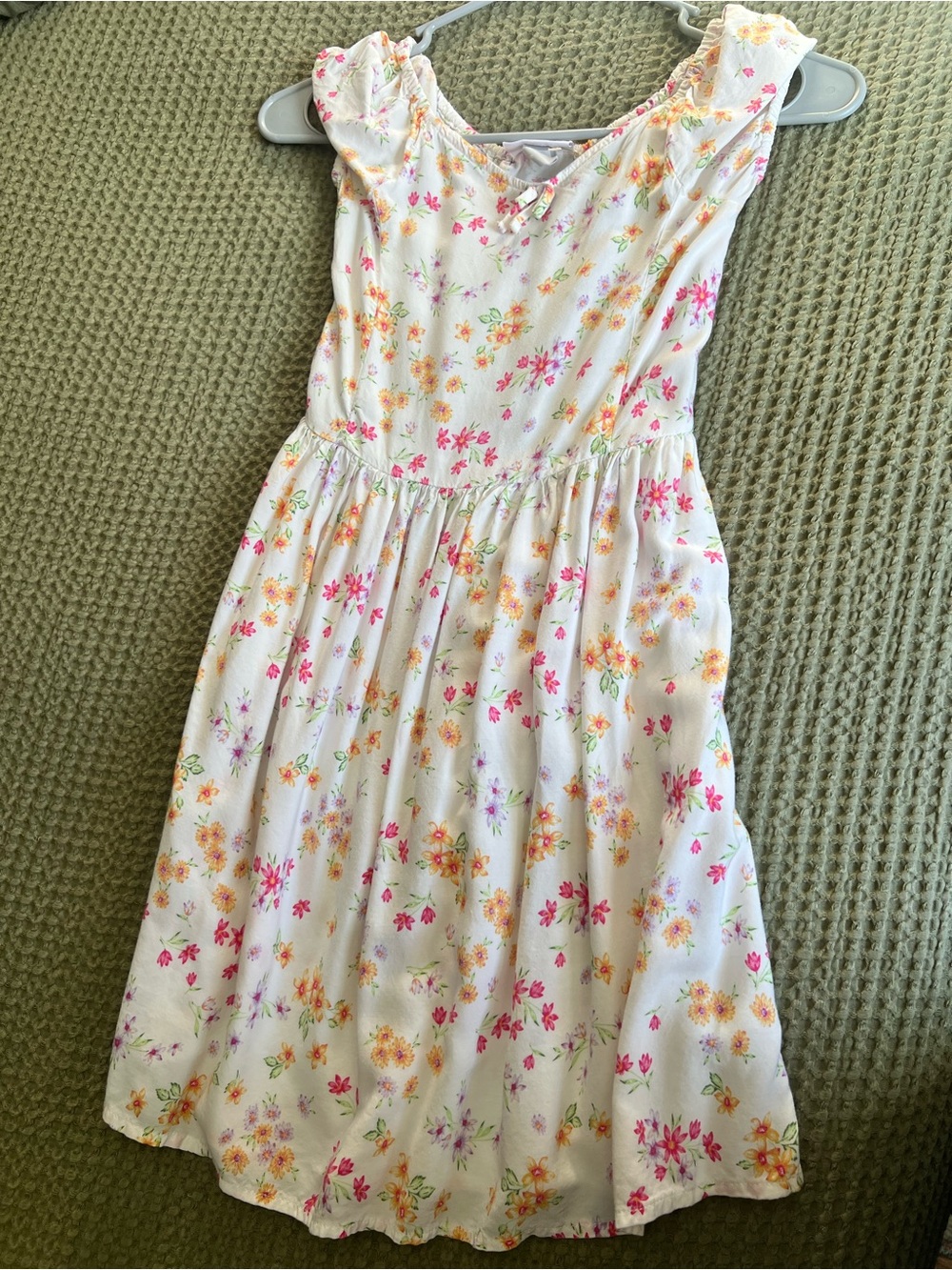 The Children's Place White Floral Dress with Pink & Yellow Accents
